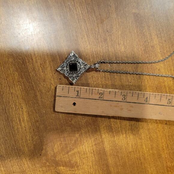 Vintage Sterling Silver With Marcasite Pendant - Picture 3 of 9